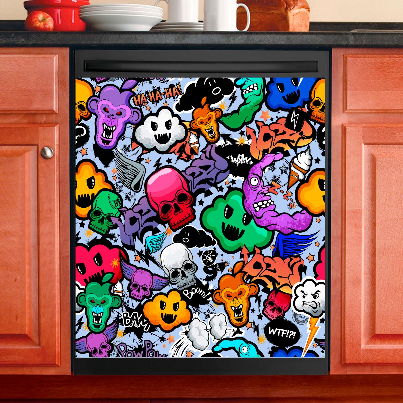 Décor de Cuisine Lave-Vaisselle Magnet Cover Graffiti