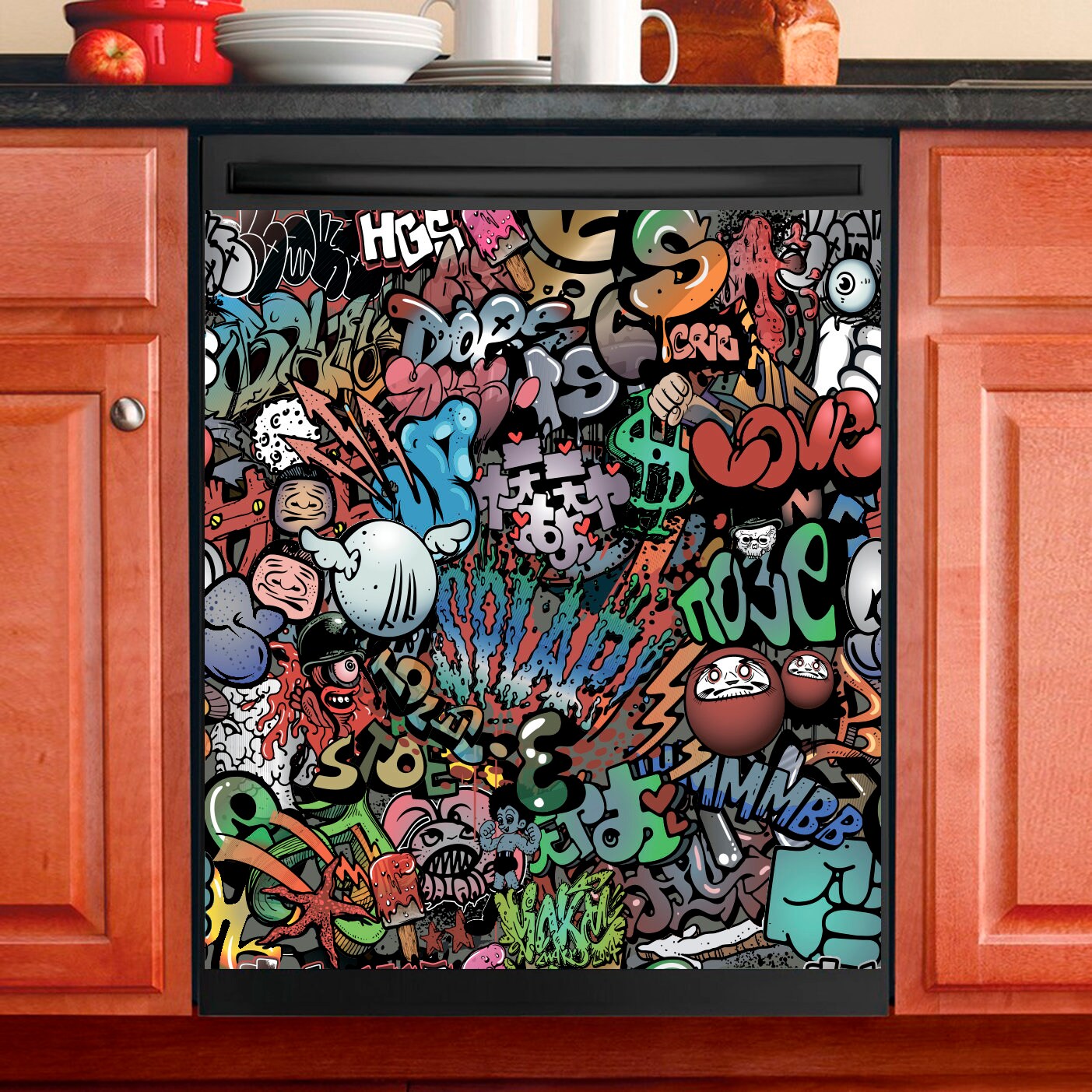 Décor de Cuisine Lave-Vaisselle Magnet Cover Graffiti