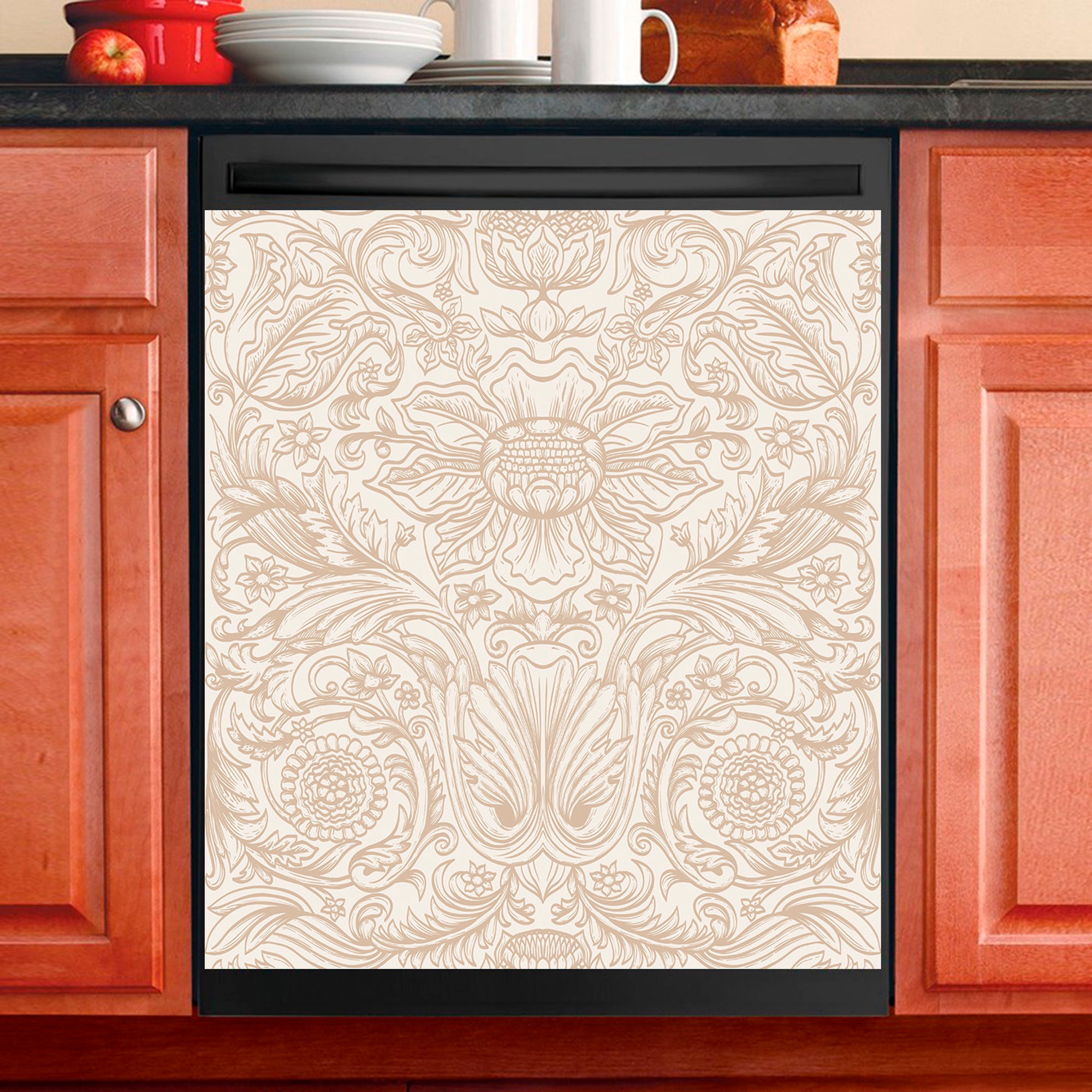 Flower Pattern Dishwasher Magnet Cover