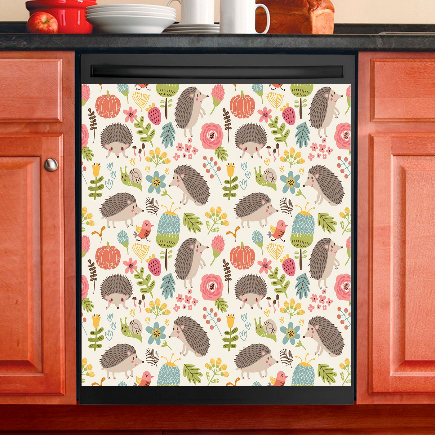 Décor de Cuisine Lave-Vaisselle Magnet Cover Hedgehog Pattern