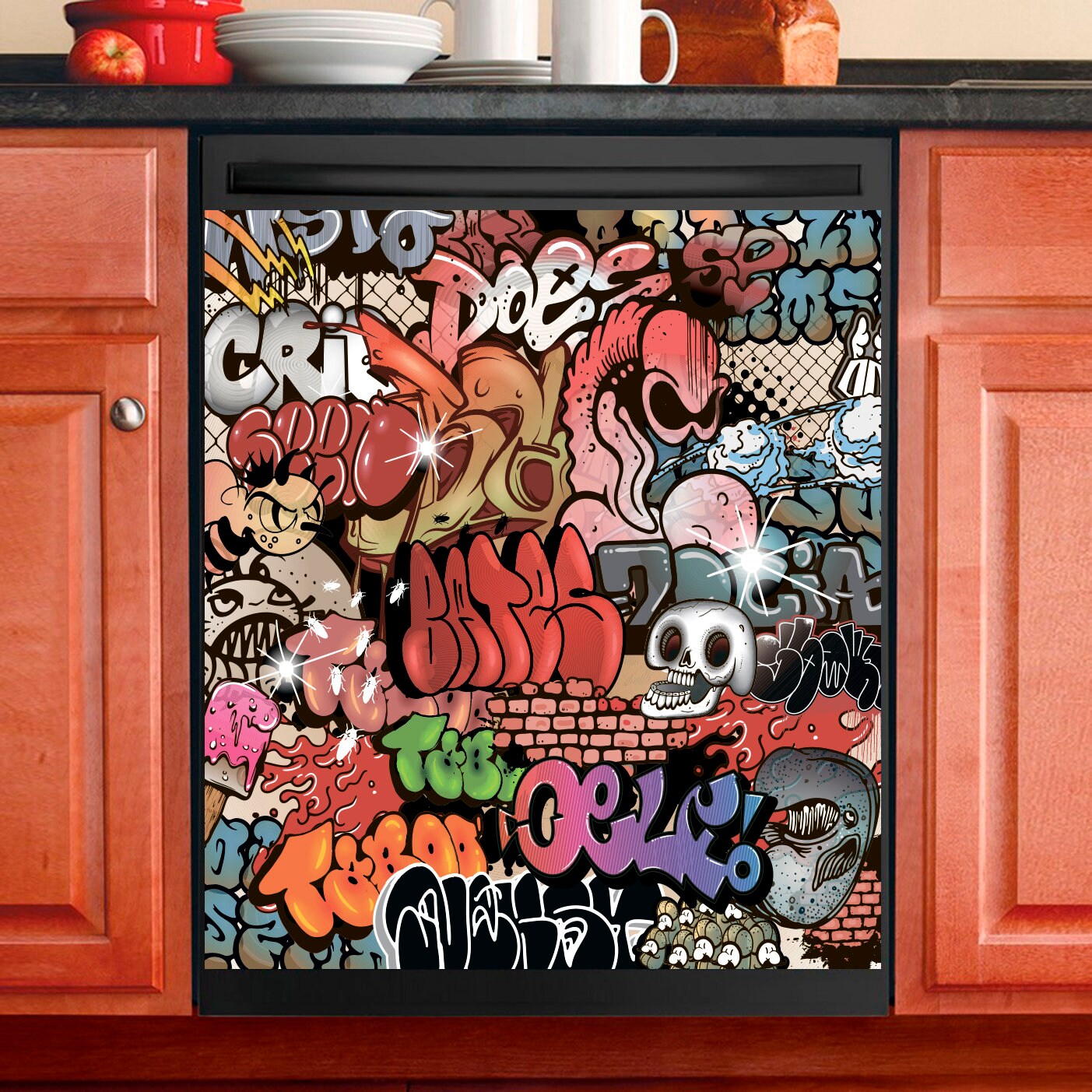 Décor de Cuisine Lave-Vaisselle Magnet Cover Graffiti