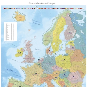 GeoMetro Europakarte XL, mit Bunderländer, Schengenraum, Länder der EU, 90 x 122cm, Poster- Wandkarte, Neuauflage