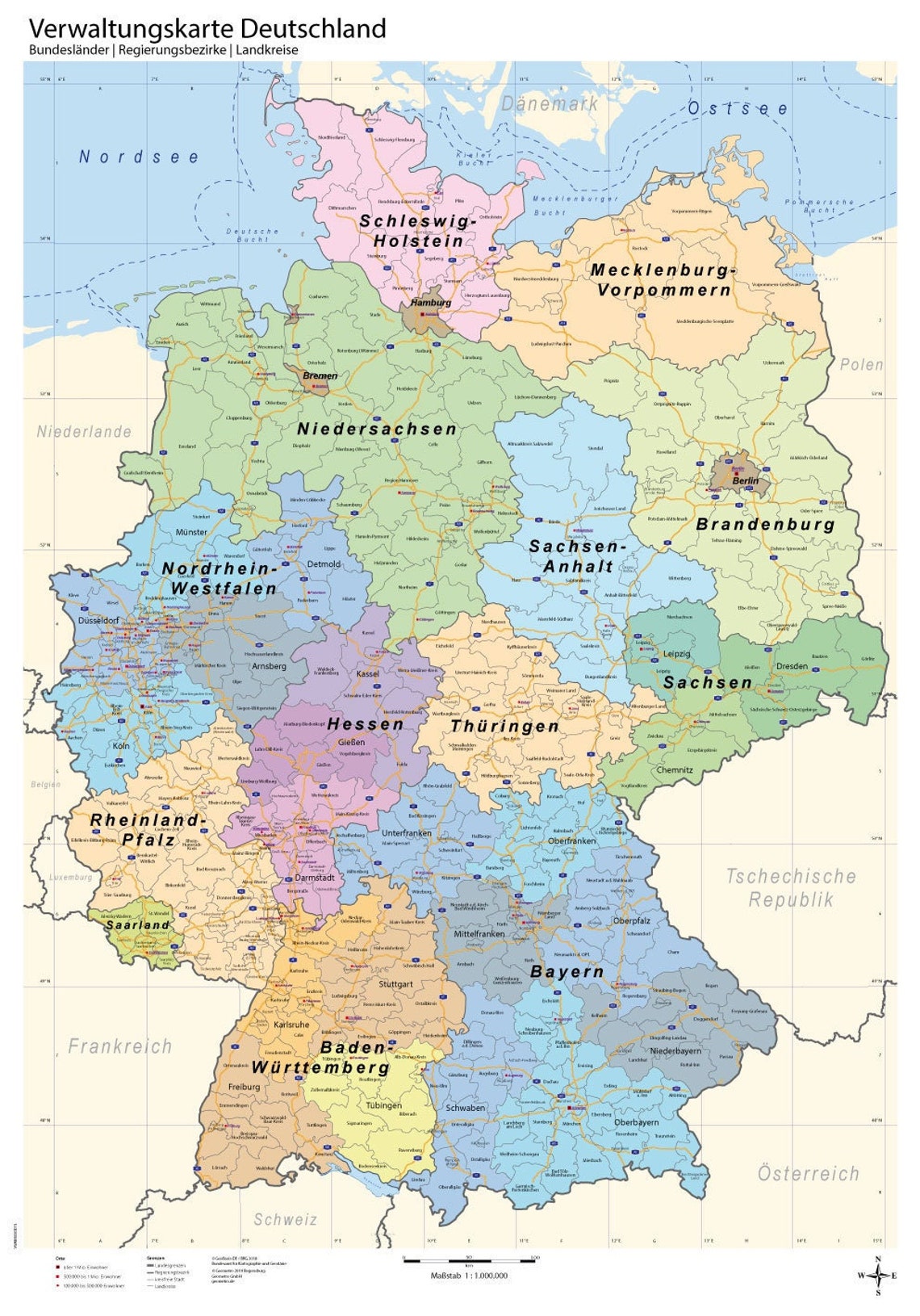 Politische Verwaltungskartevon Deutschland mit Bundesländer