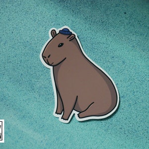 Capybara mit Mütze Vinyl Sticker
