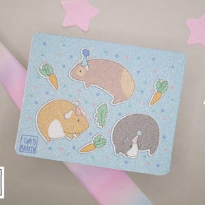 Meerschweinchen Party Glitter Stickersheet