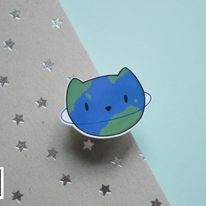 Autocollant planète chat // autocollant vinyle semi-mat