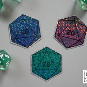 Sticker Set D20 Glitter Retro holografische Punkte Dice Würfel Sticker
