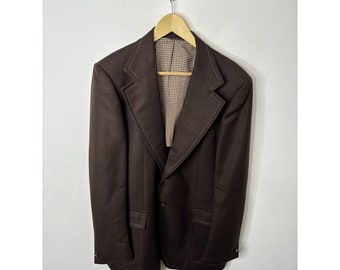 Vintage Shipley Men 44L Tall Disco 70s Brown Blazer Sports Coat Wool