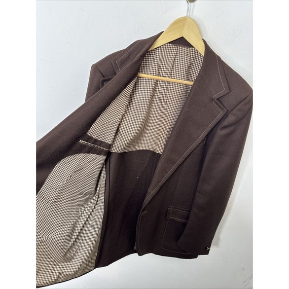 Vintage Shipley Men 44L Tall Disco 70s Brown Blaz… - image 9