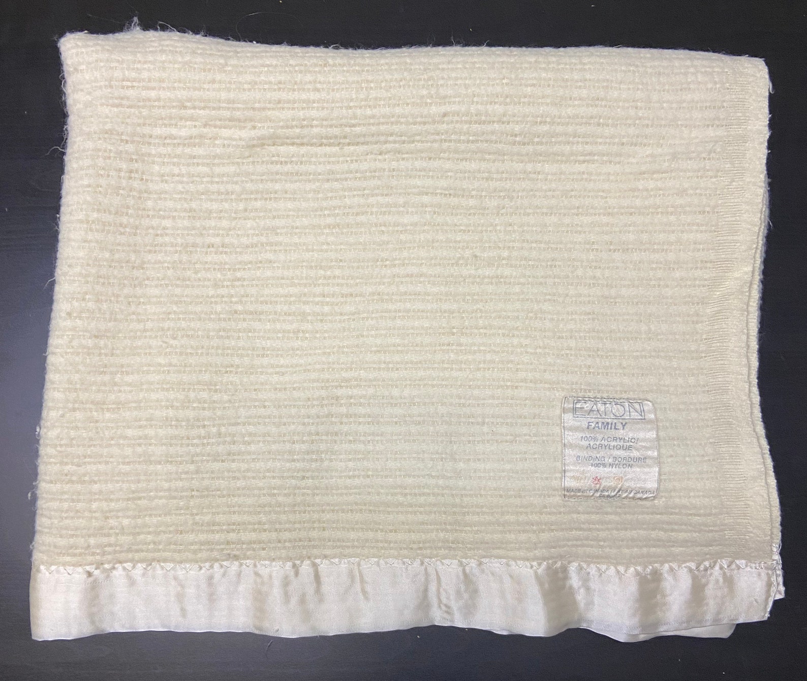 Vintage Eaton Satin Trim Waffle Weave Acrylic Blanket Thermal Etsy