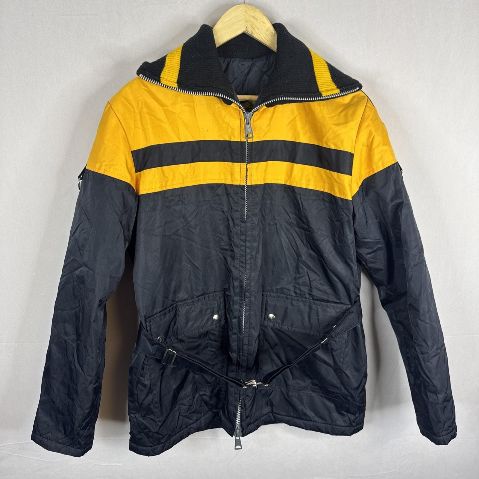 Vintage Stratford Canada Ski Jacket Yellow Black Belted Insulated