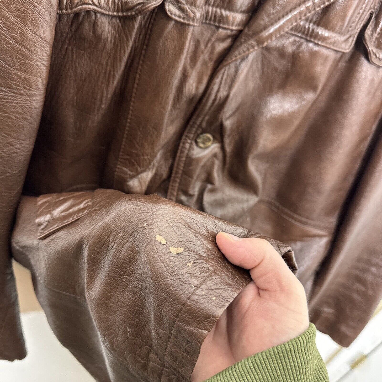 Vintage Rice Men 42 Brown Cabretta Leather 70s Jacket Coat Lined