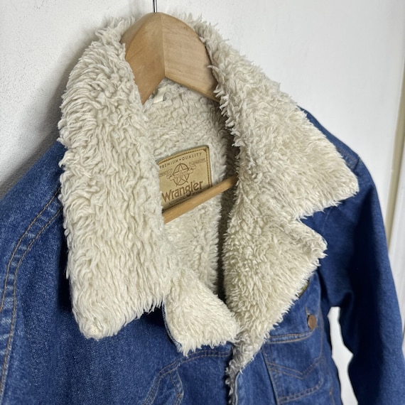 Vintage 80s Wrangler Denim Sherpa Lined Western T… - image 5