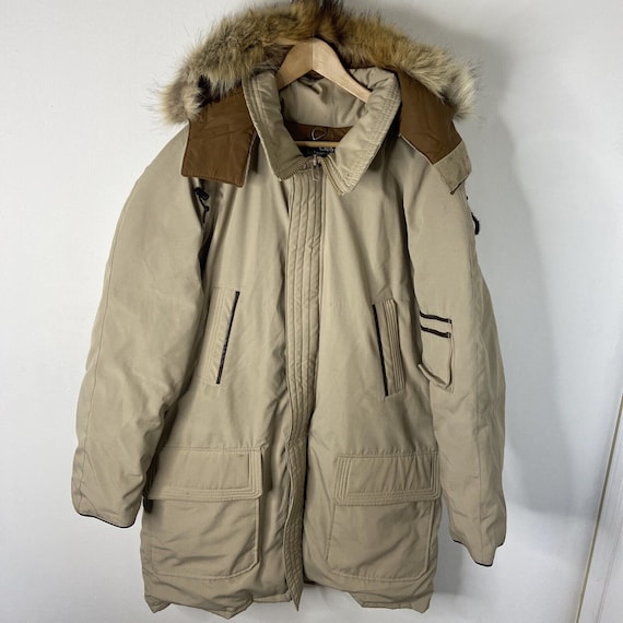 Vintage Tip Top Down Men XL Parka 70s Fur Trim Ho… - image 1