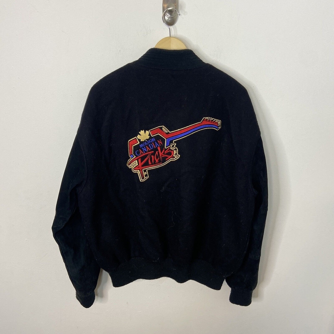 Vintage Molson Canadian Rocks Concert Bomber Jacket Wool Suede 90s Beer ...