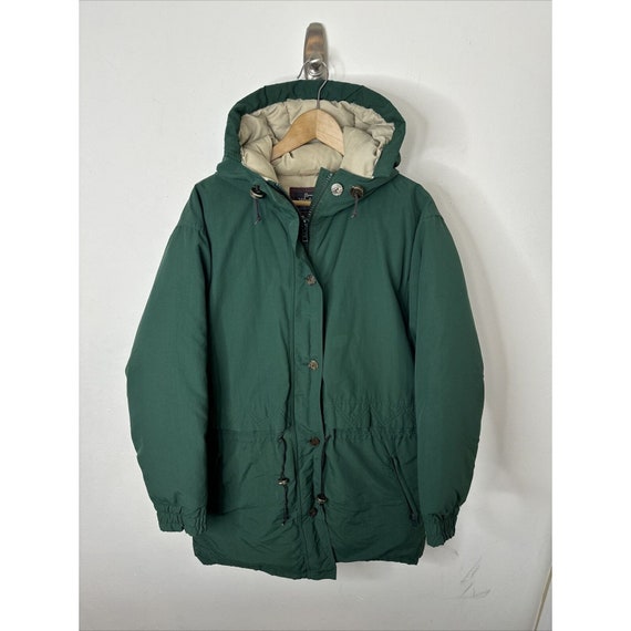 Vintage Woolrich Woman L Down Green Parka Coat Wi… - image 1