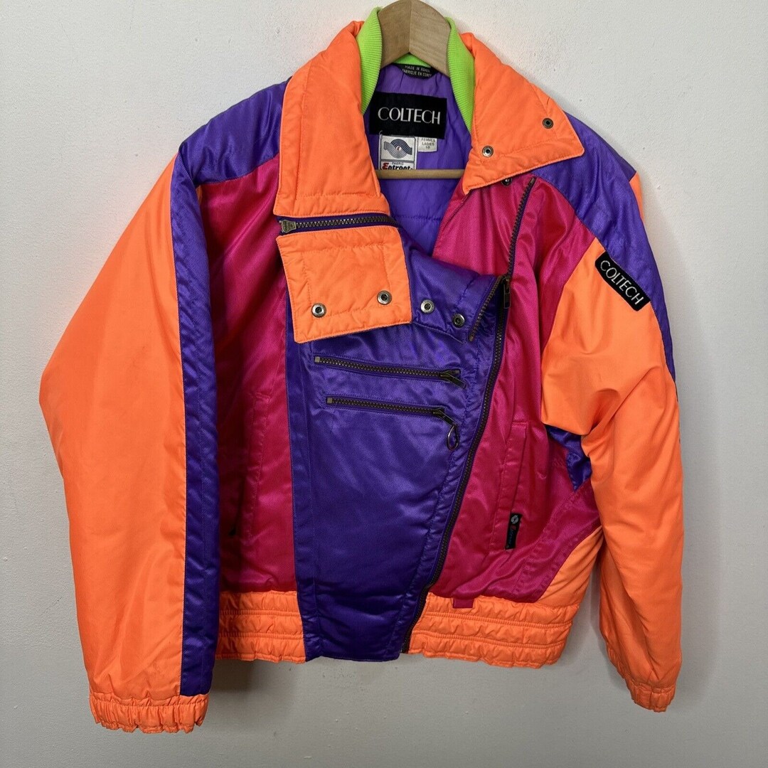 Vintage 80s 90s Neon Coltech Woman 10 L Ski Jacket Coat Rad Pink Retro Orange Etsy