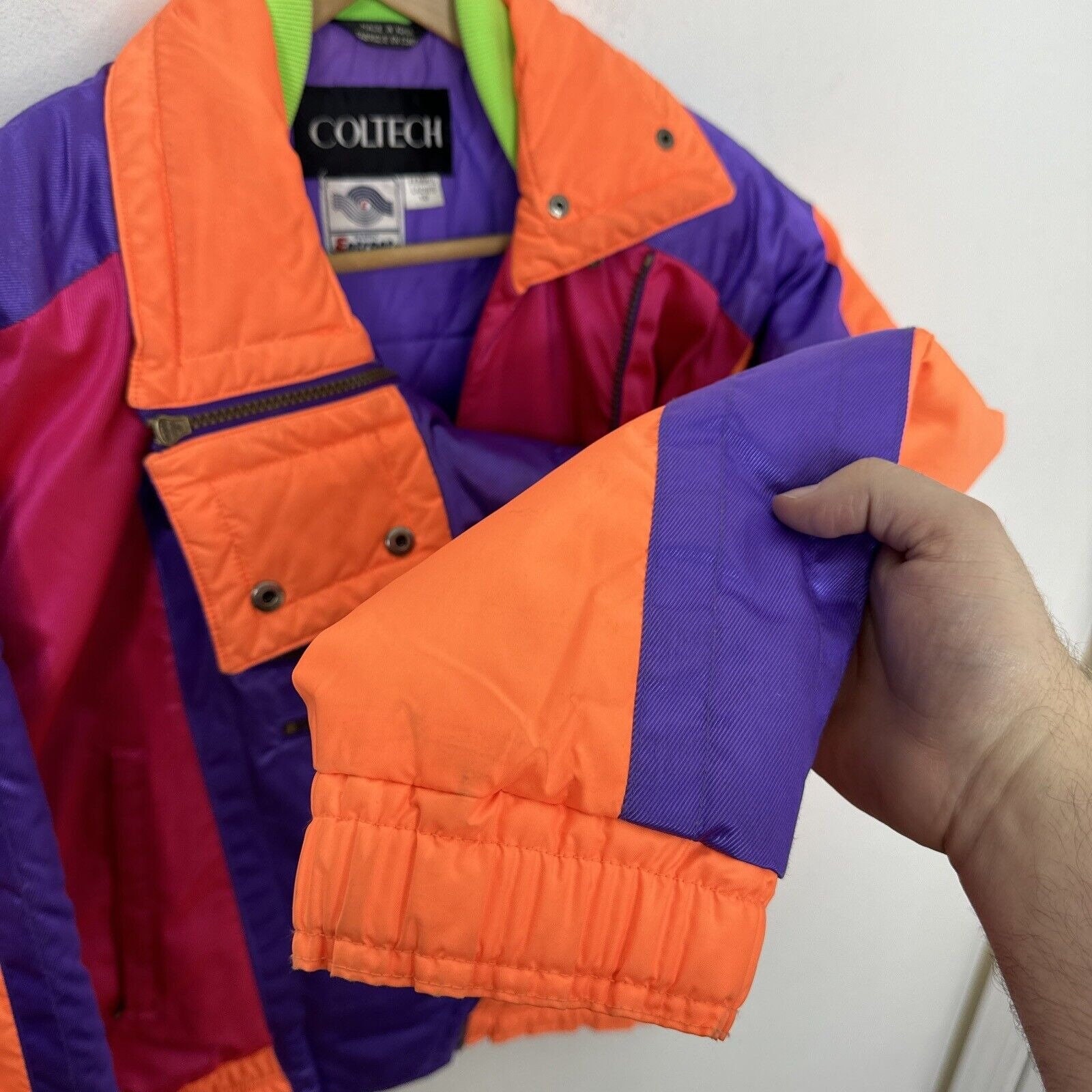 Vintage 80s 90s Neon Coltech Woman 10 L Ski Jacket Coat Rad