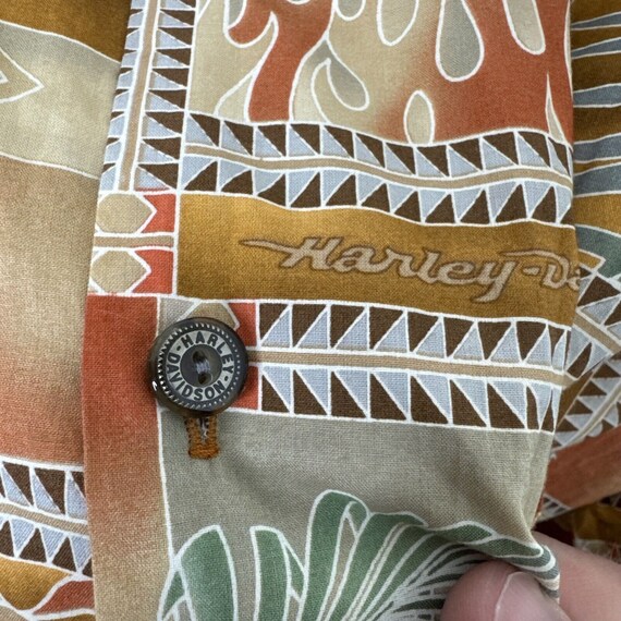 Vtg Harley Davidson X Tori Richards Hawaiian Shirt All Over Print