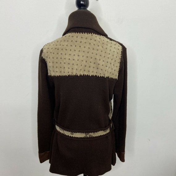 Vintage High Fashion Leather Floral Western Knit … - image 3