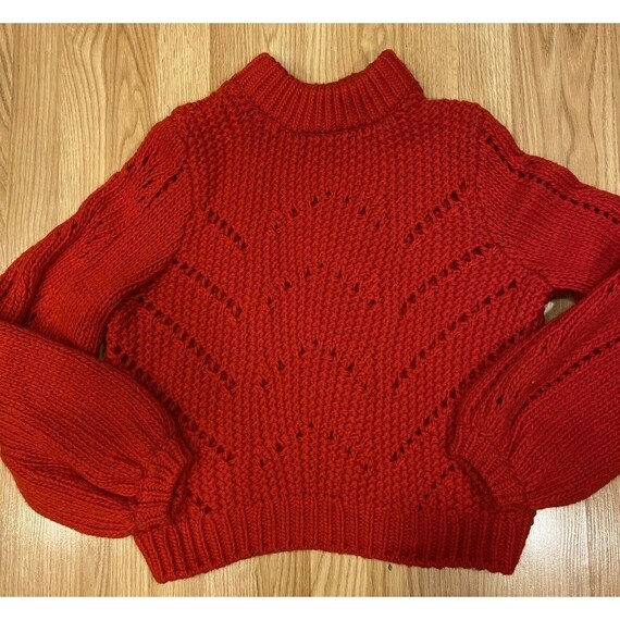 Red Knit Wool Alpaca Blend Sweater 