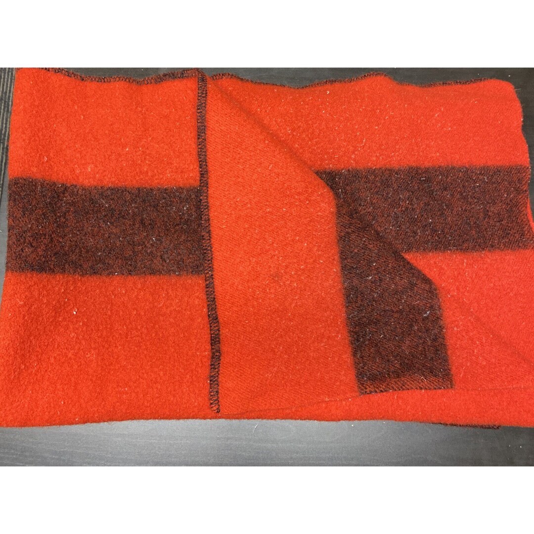 Vintage Trapper Point Blanket Wool Red Stripped Camp Stadium 68X45 Etsy
