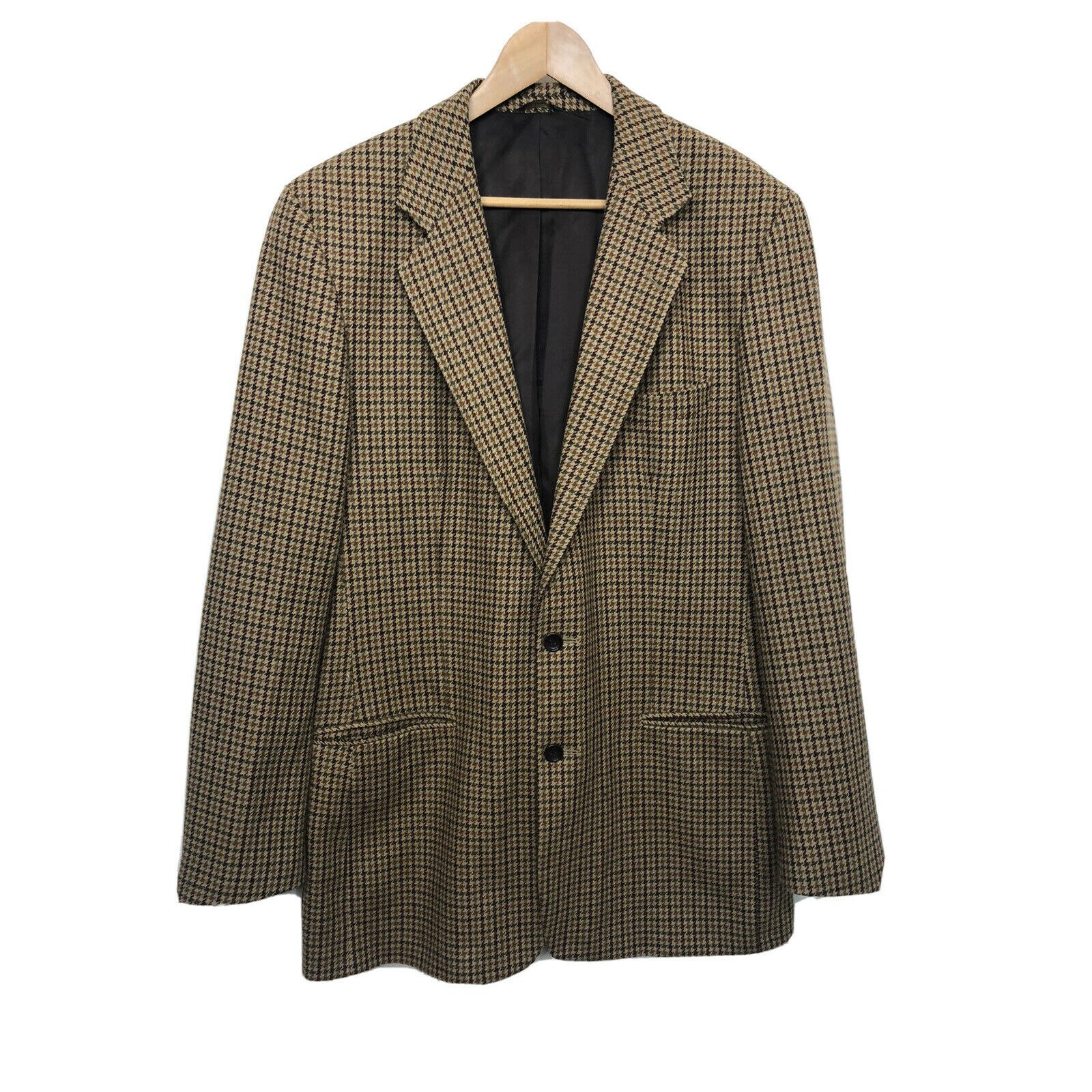 Mens 42L Long Check Wool Blazer 