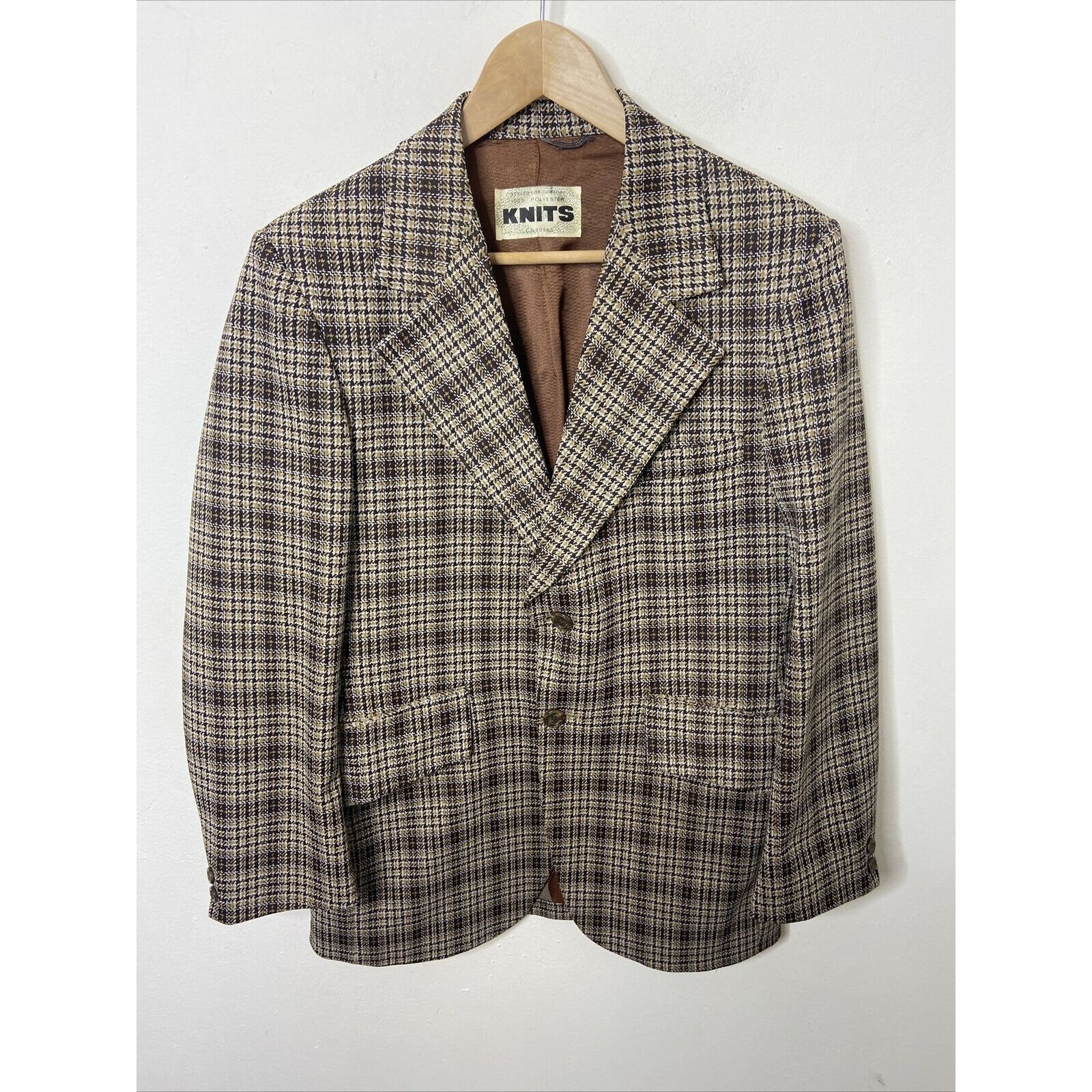 Vintage 70s Sears Men 38 Check Sports Coat Blazer Hipster WKRP