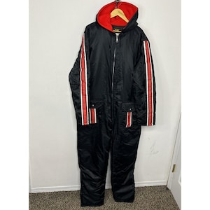 ヴィンテージ　Sears ONE PIECE Insulated Suit Vintage Stratford Snowmobile Snow Ski Winter Suit Men XL BLACK One
