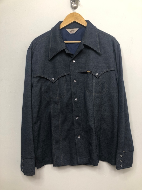 Vintage Lee Riders Denim Pearl Snap Shirt Men M/L… - image 1