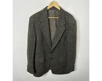 Harris Tweed Moores Men 44L Tall Wool Green Blazer Sports Coat Scottish