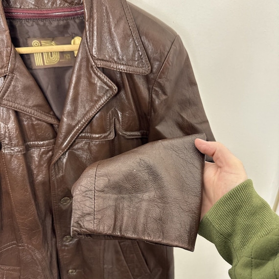 Vintage Rice Men 42 Brown Cabretta Leather 70s Jacket Coat Lined
