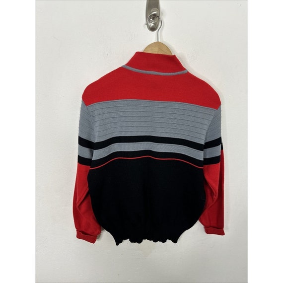 Vtg 80s MEISTER Sweater Pullover 1/4 Zip Black Re… - image 6