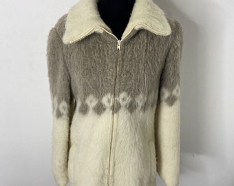 Vintage Hilda Ltd Made In Iceland Virgin Wool Sweater Jacket Coat Womens XS/S