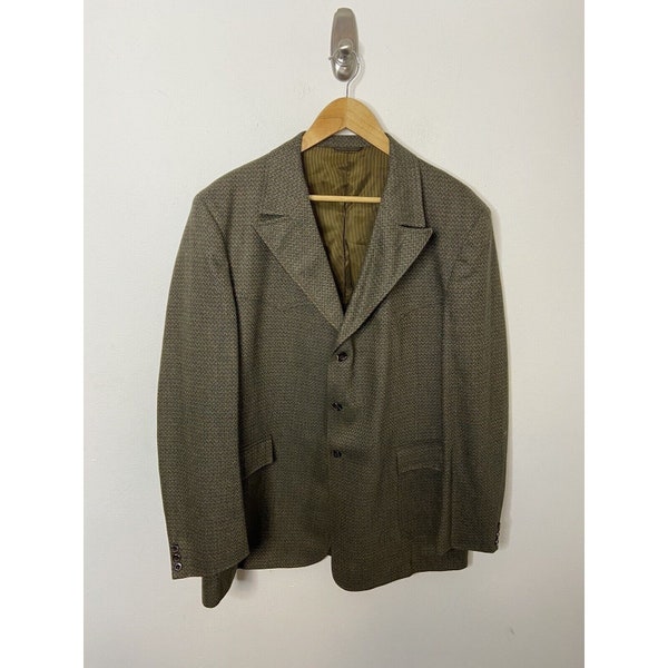 Vintage Norfolk Western Men 46 Green Gray Wool Blazer Sports Coat 3 Button