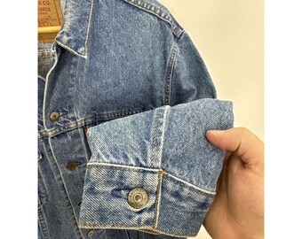 Vintage 80s Levi Men 44 Orange Tab Denim Jacket Forestry