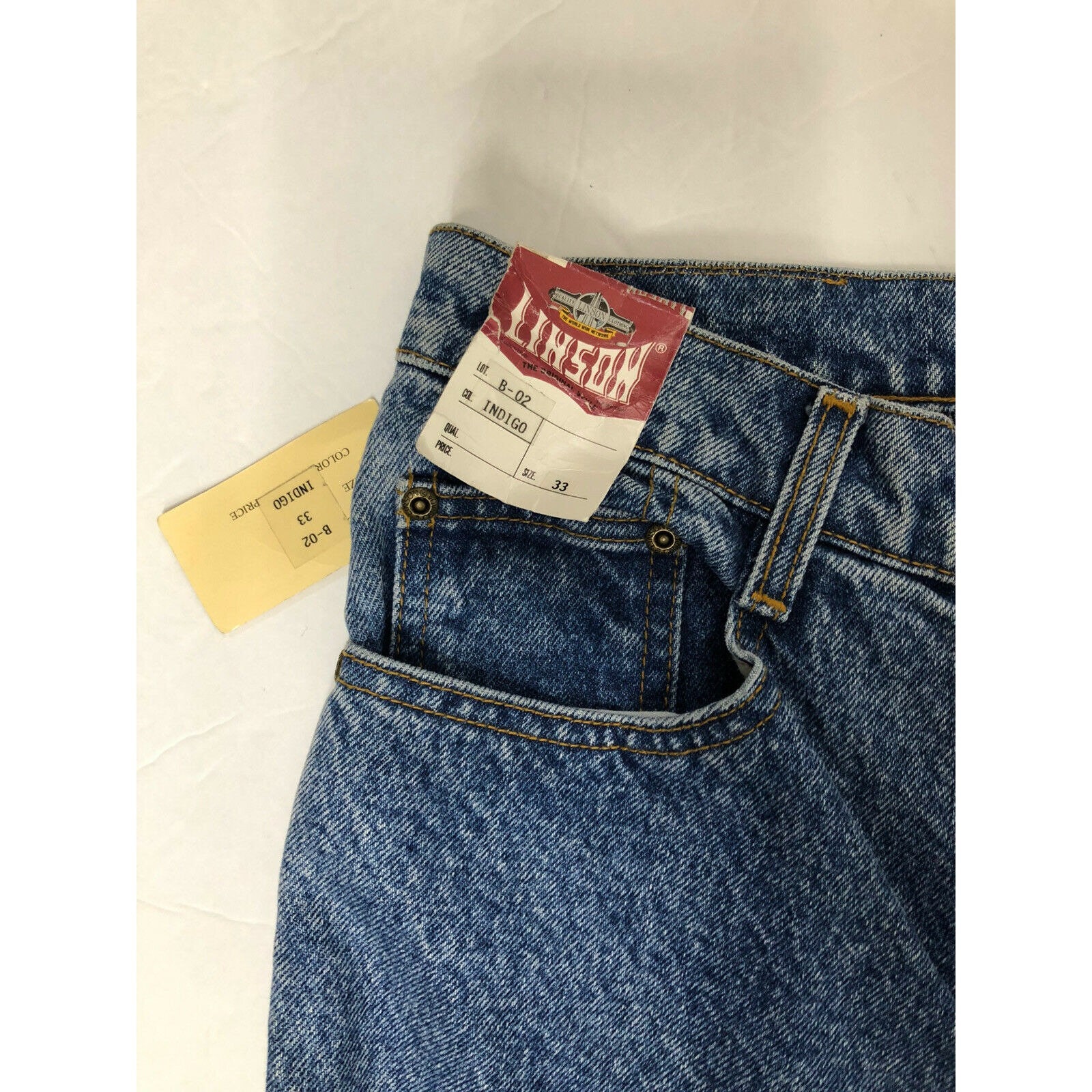 Vintage Linson Indigo Mens 33x34 Blue Denim Jeans Ankle Leg B-02