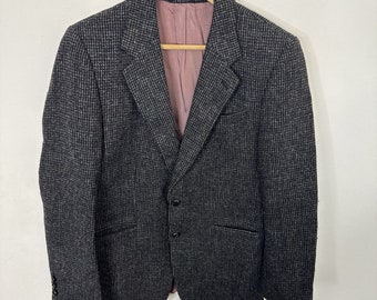 Harris Tweed Men's 40 Tailored Black Gray Scottish Wool Blazer Sports Coat