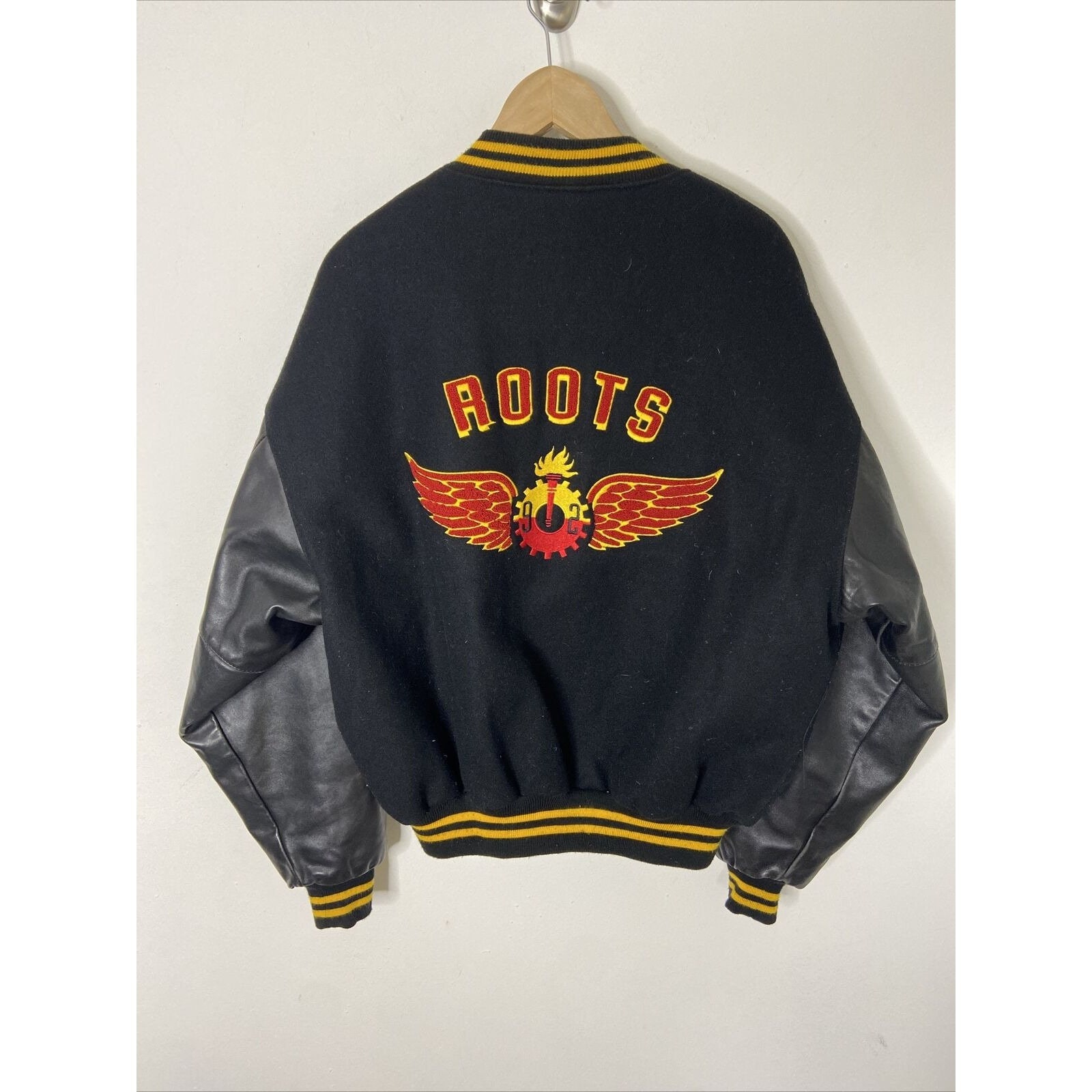 Roots Gallery and Gift Shop Leather Varsity Jacket L