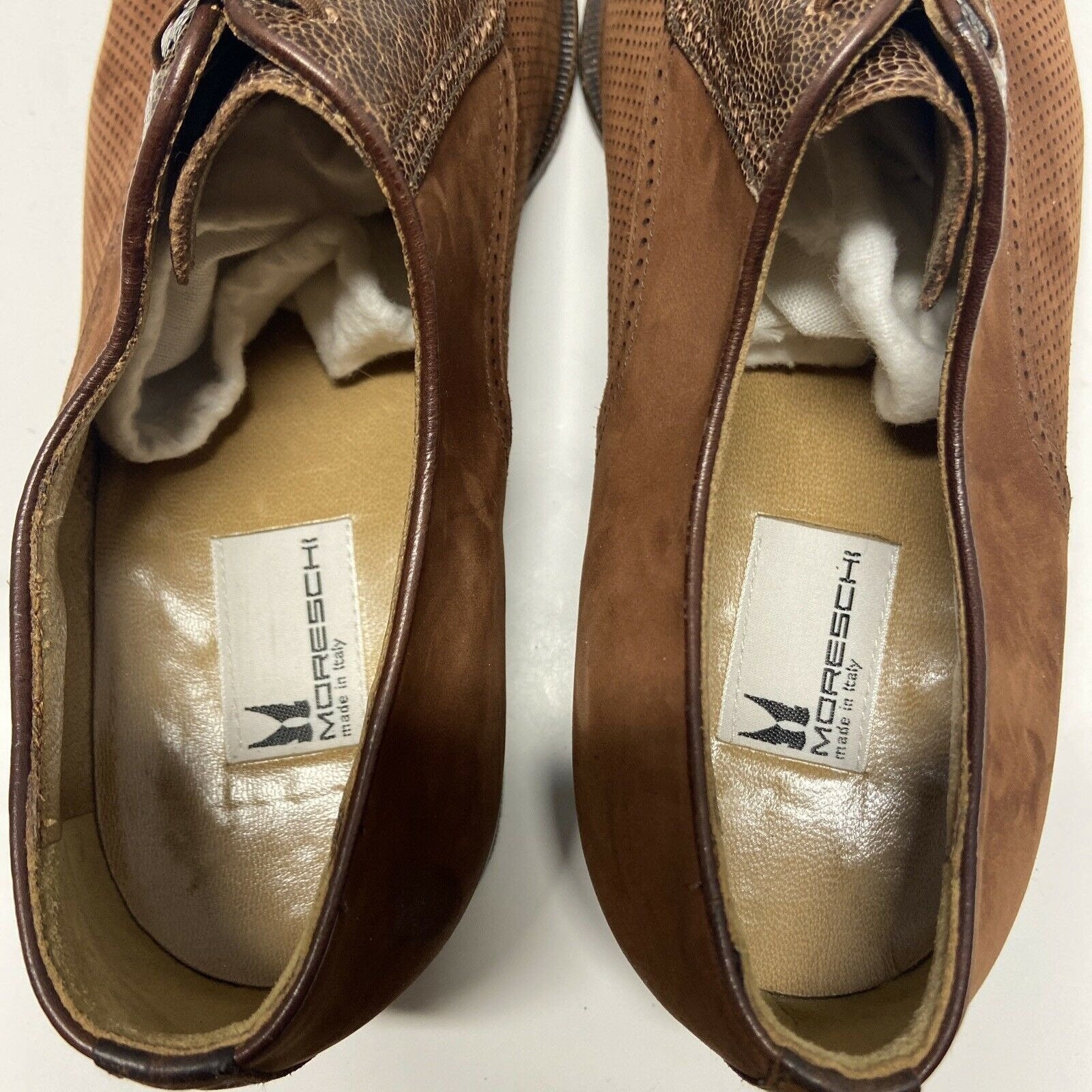MORESCHI OSTRICH & PECCARY Leather Cap Toe Brown Oxford Shoe Suede Men ...