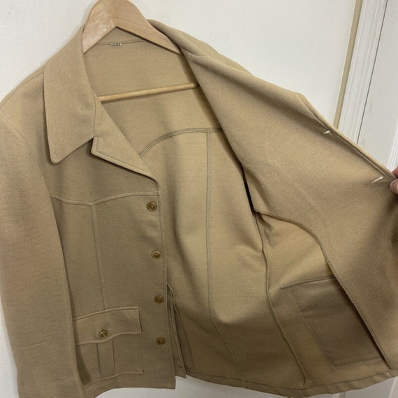 Vintage 70s Jacket Blazer Beige Polyester Men 44 … - image 9
