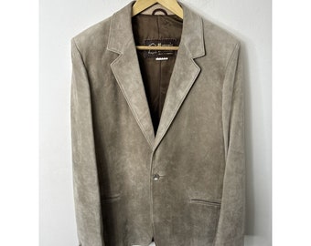 Vintage markies van Londen mannen 44L hoog grijs suède blazer jas westerse Rodeo