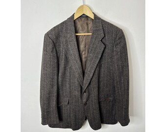 Western Outfitters Uomo 44 Blazer Cappotto sportivo in lana di tweed Marrone a spina di pesce