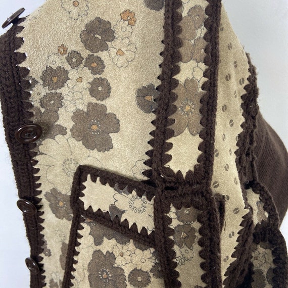 Vintage High Fashion Leather Floral Western Knit … - image 5