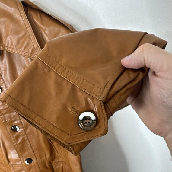 Vintage Sears Leather Jacket 40 Brown 70s Button Front Western