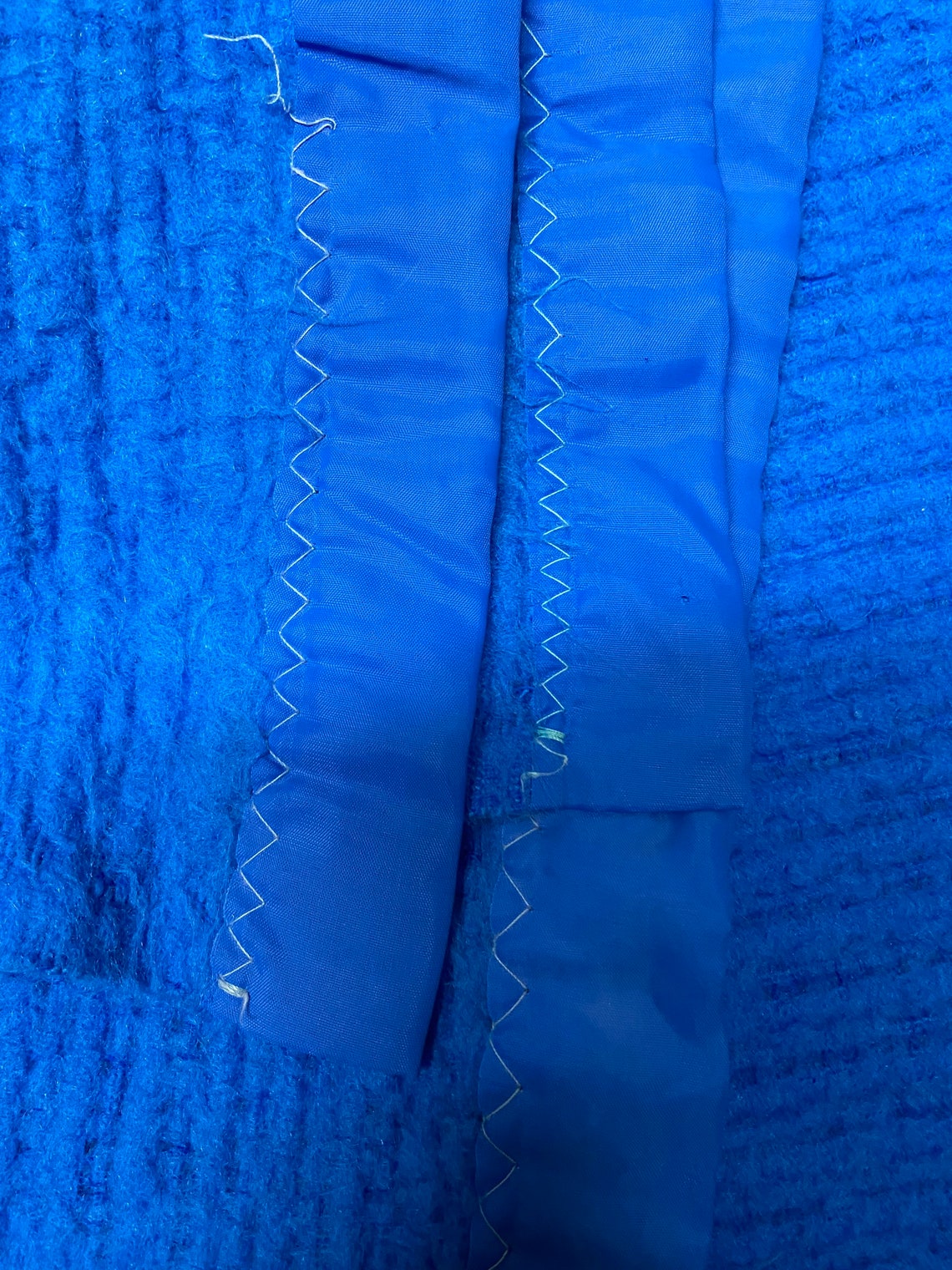 Vintage Satin Trim Waffle Weave Acrylic Blue Thermal Blanket Etsy