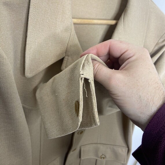 Vintage 70s Jacket Blazer Beige Polyester Men 44 … - image 5