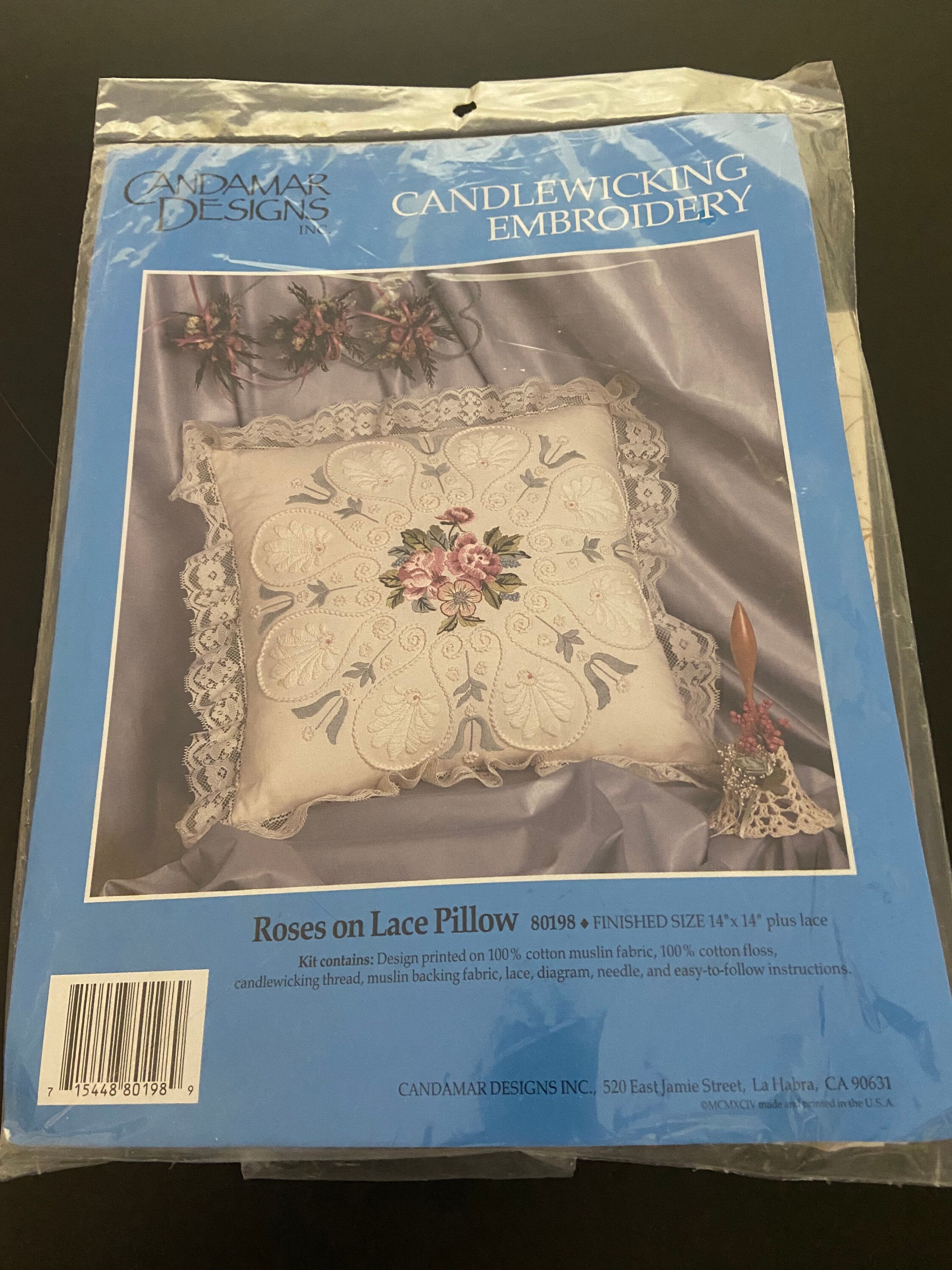 Candamar Designs Candlewicking Embroidery Kit Roses On Lace Etsy