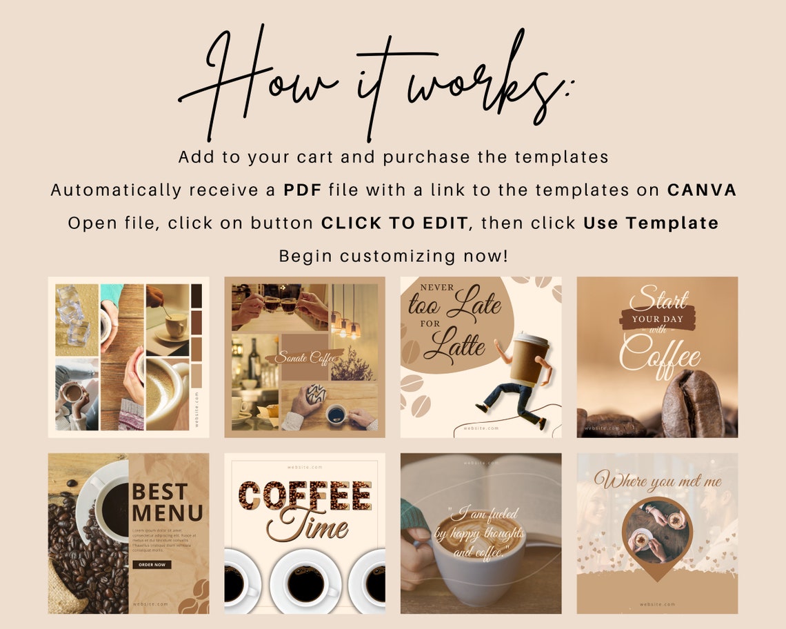 30 Coffee Post Templates Instagram Cafe Business Booster Etsy