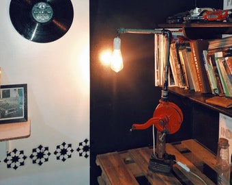 Industrial urban vintage style handmade up-cycyled interior design wired table lamp